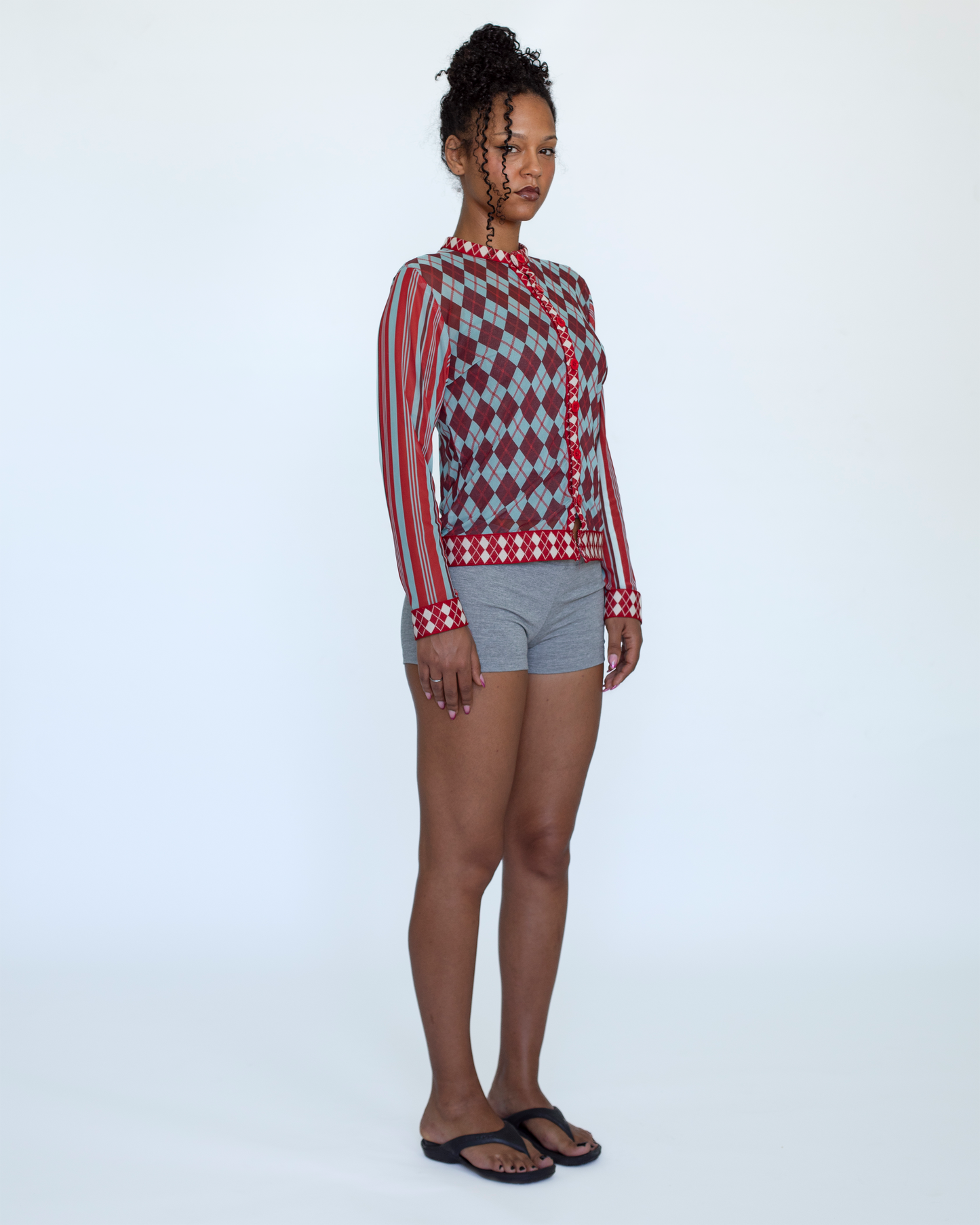 ARGYLE MESH CARDIGAN