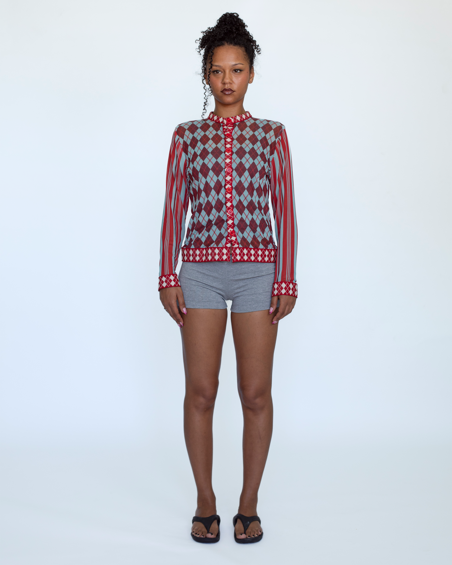 ARGYLE MESH CARDIGAN