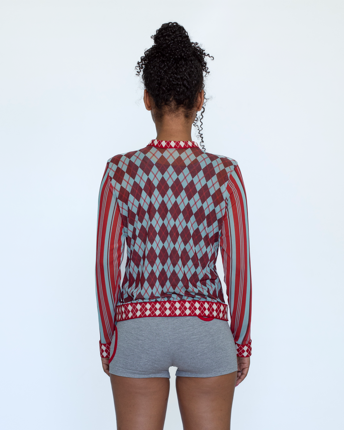 ARGYLE MESH CARDIGAN